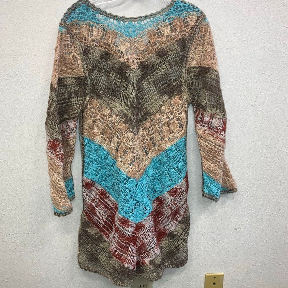 Soft Surroundings Crochet Knit Colorful Hippie Lagenlook Tunic Medium 716 - Picture 7 of 8